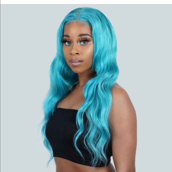 New Teal Temptress Front Lace Wig 16” main image 15